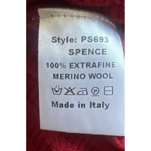 ROBERT TALBOTT Mens 1/4 Zip RED 100% Merino Wool Sweater Vest Italy Sz M - Picture 5 of 8